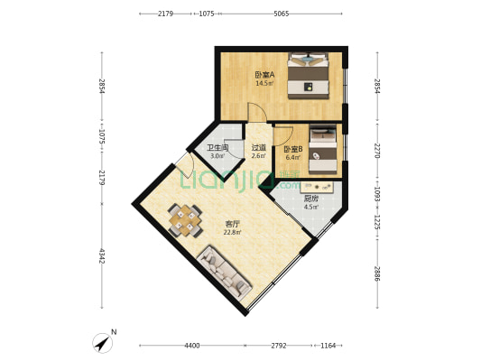 共和东社区 2室1厅1卫 68平方
