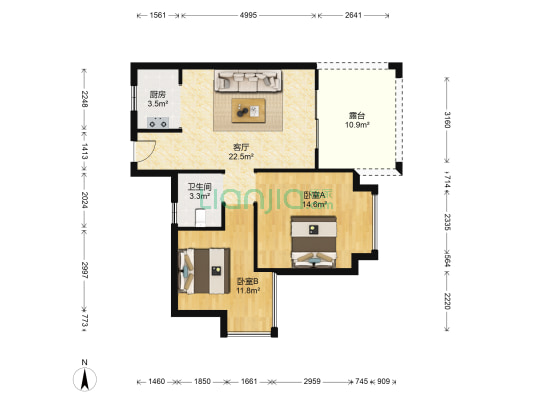 中海翠林兰溪园 2室1厅1卫 84平方