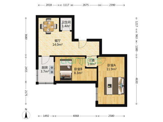 建国南三道街 2室1厅1卫 51平方