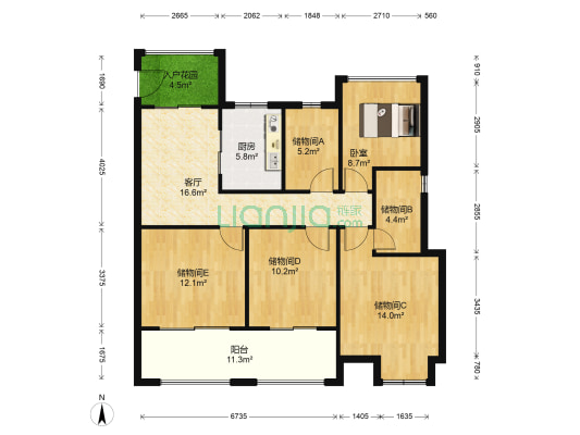 风华上品花园 1室1厅0卫 114平方
