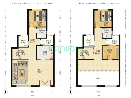 荣盛观云郡公园里组团 3室1厅2卫 137平方