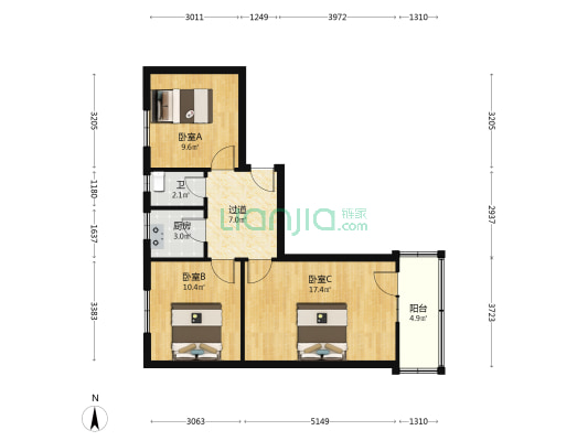 农业路67号院 3室0厅1卫 68平方