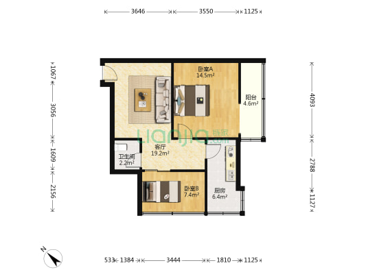 新民街90号 2室1厅1卫 62平方