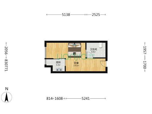 白金壳子 1室0厅1卫 45平方