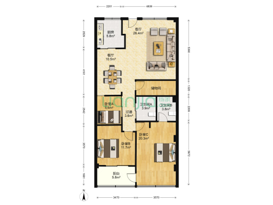 站南商贸城 3室2厅2卫 130平方