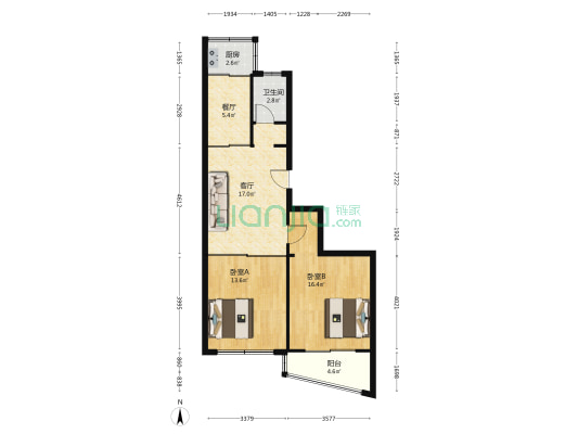 龙泉路中心大市场小区 2室2厅1卫 76平方