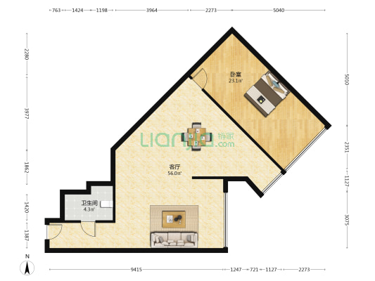 新荣大厦 1室1厅1卫 124平方