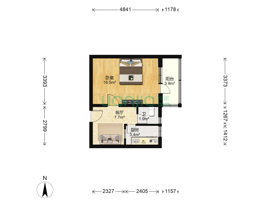 展春园 1室1厅1卫 41平方