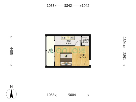 田家巷1号 1室0厅1卫 32平方