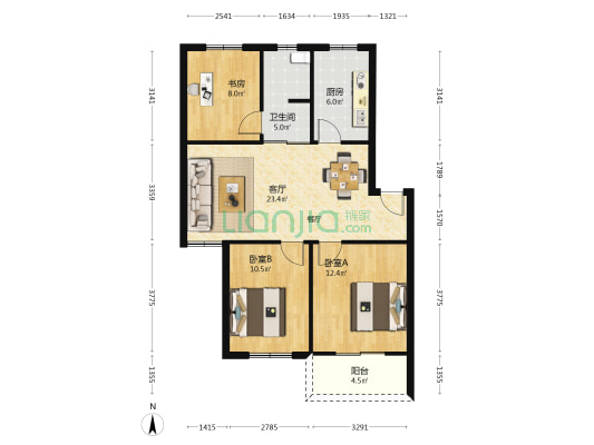 紫云花园 3室1厅1卫 85平方