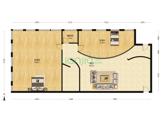 万科中心 2室1厅0卫 239平方