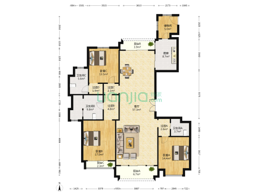 星河湾二期三号园 3室1厅3卫 0平方