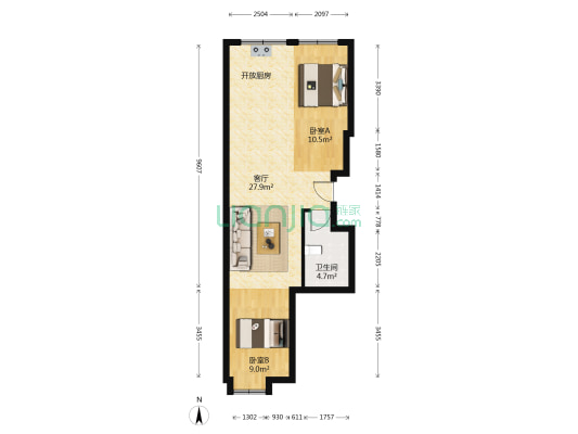 天伦嘉园 2室1厅1卫 70平方