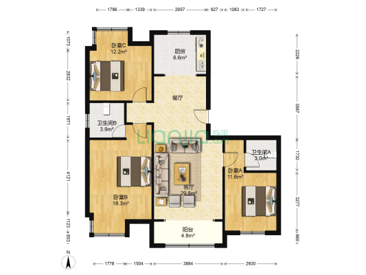 家泰上院 3室1厅2卫 113平方