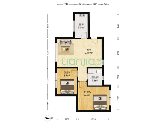 美震瑞景时代 2室1厅1卫 76平方