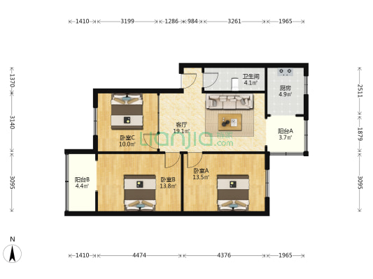 长顺下街28号 3室1厅1卫 80平方
