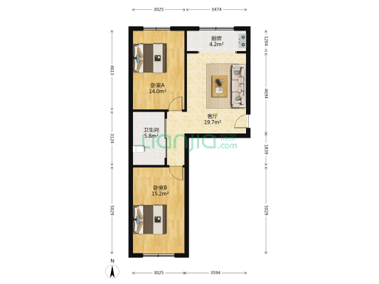 万隆三区 2室1厅1卫 78平方