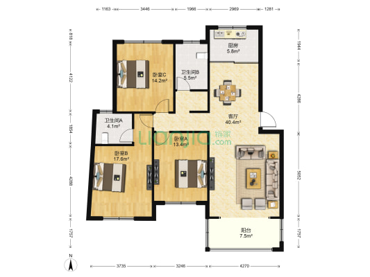 集善新村 3室1厅2卫 131平方