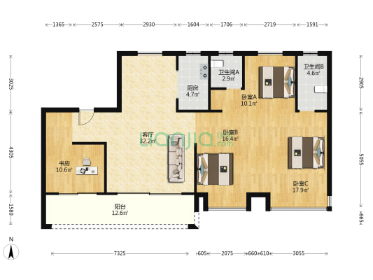 金科集美华庭 4室1厅2卫 140平方