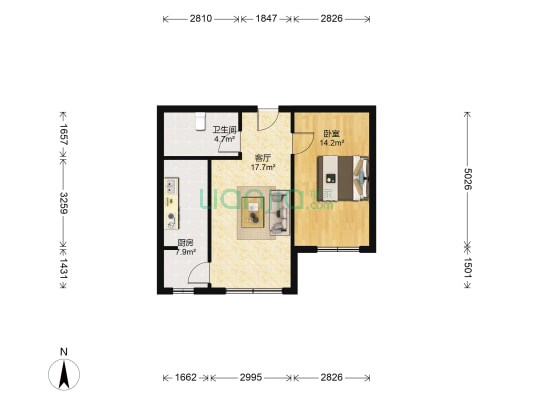 君贵东方瑞景 1室1厅1卫 62平方