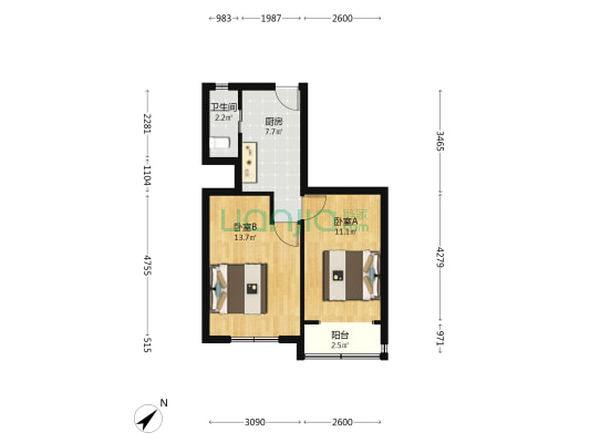内江路476弄 2室0厅1卫 48平方