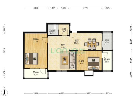 经一路325号 2室2厅1卫 93平方