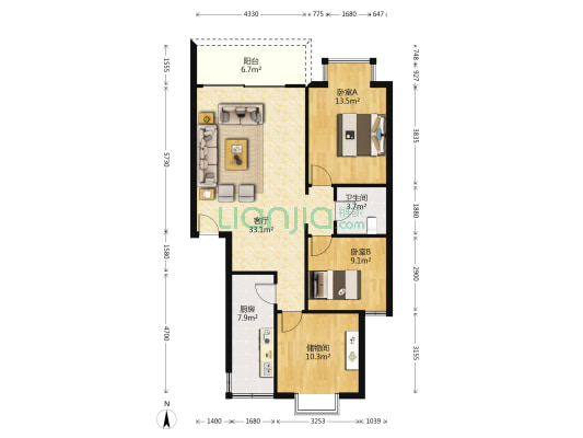 金紫山 2室1厅1卫 94平方