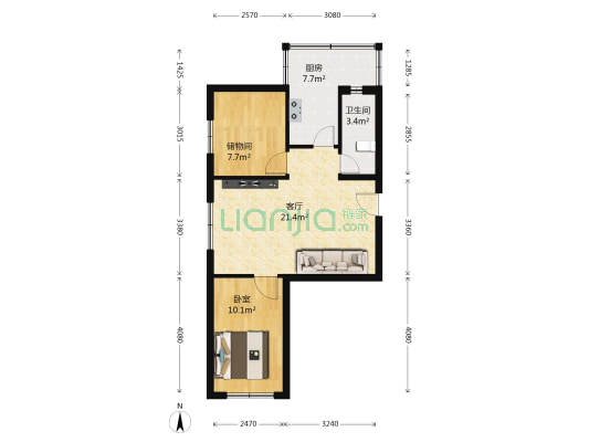 边防家属楼 1室1厅1卫 65平方