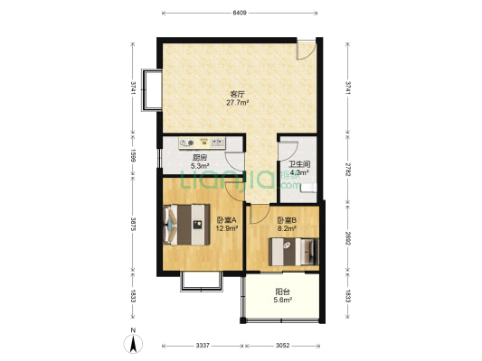 中正悦湾 2室1厅1卫 91平方