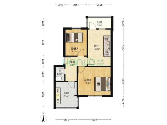 金象大道539号 2室1厅1卫 62平方
