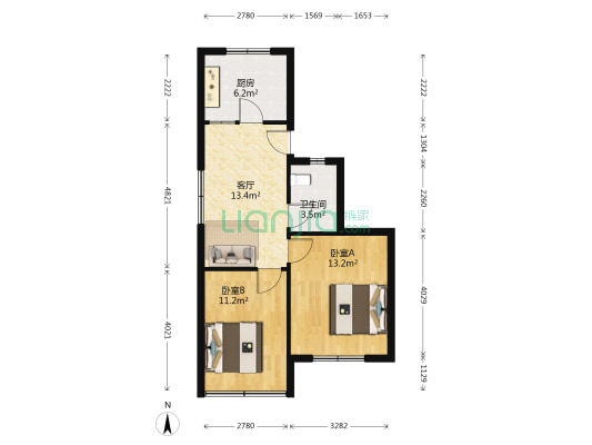 南潭子里小区 2室1厅1卫 57平方