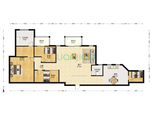 衣锦华庭 3室1厅2卫 189平方