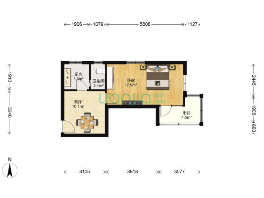 辛家庄三小区（三明南路） 1室1厅1卫 43平方