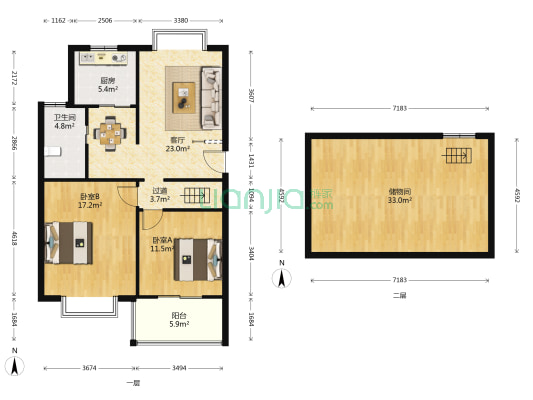 御花园C区 2室1厅1卫 89平方