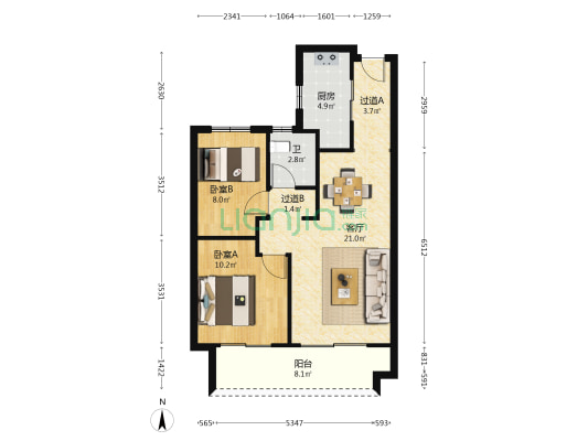 招商蛇口十里海湾星悦湾 2室1厅1卫 82平方