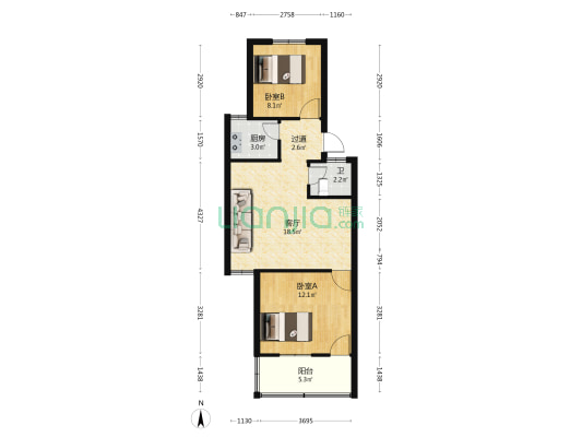 南后街 2室1厅1卫 66平方