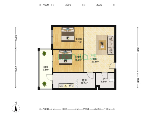好旺达公寓 2室1厅1卫 94平方