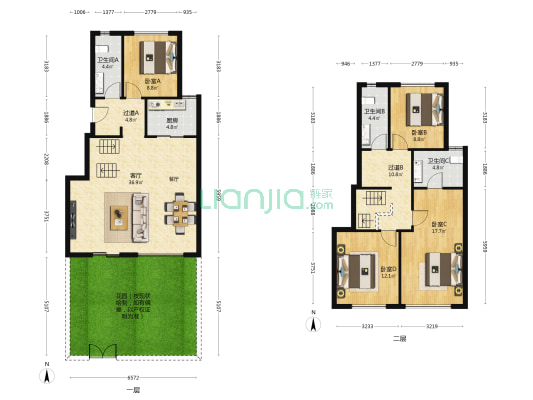 世茂国风明月 4室1厅3卫 119平方