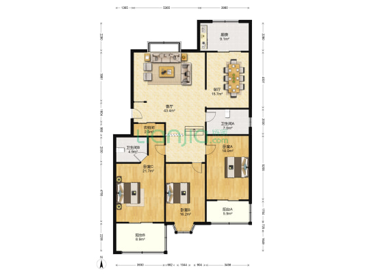 嘉慧园二期 3室2厅2卫 174平方