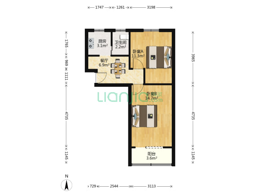 文汇小区(长宁) 2室1厅1卫 53平方