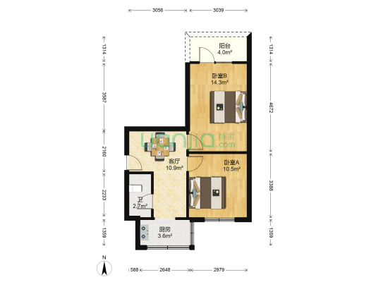 南坪东路524号 2室1厅1卫 53平方