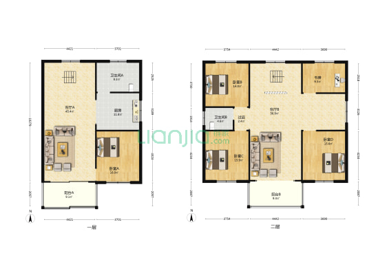 海南路 5室2厅2卫 270平方