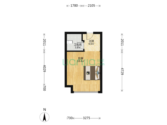 万华时光 1室0厅1卫 42平方