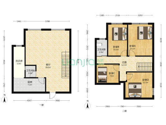 国际商贸城 4室1厅2卫 97平方