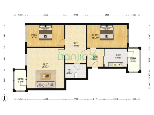 南平街 2室2厅1卫 131平方