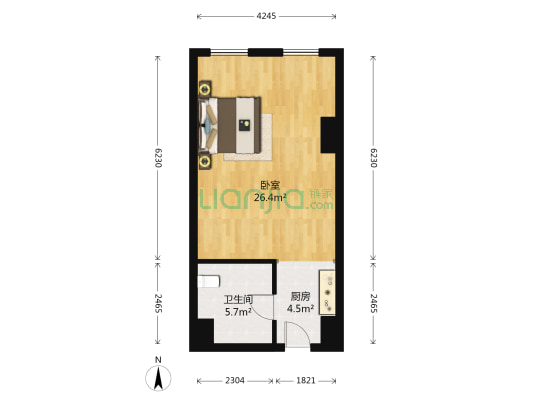东部之星 1室0厅1卫 58平方