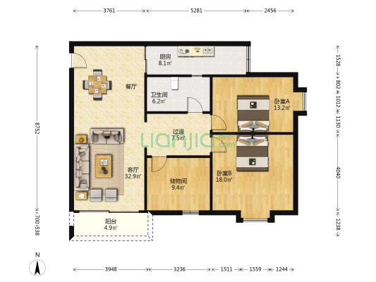 大布东安居 2室1厅1卫 125平方