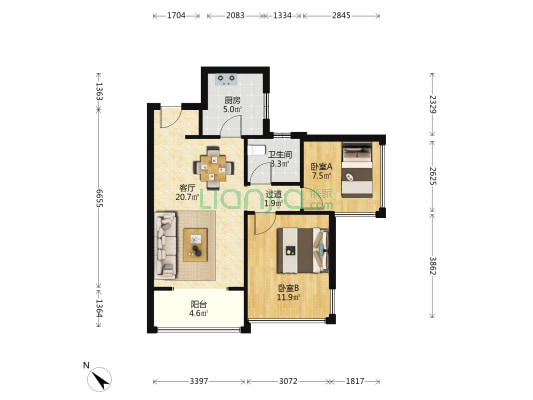 新月南海嘉园 2室1厅1卫 70平方