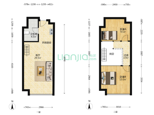 中海联南沙国贸中心 2室1厅1卫 52平方