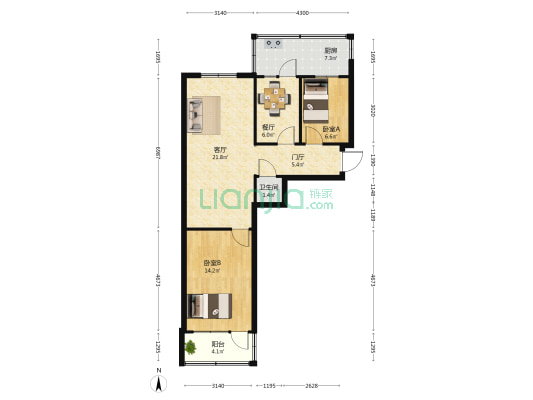 国风29号院小区 2室2厅1卫 77平方